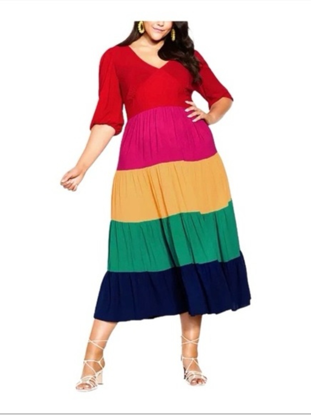 City Chic Willow Colorblock Maxi Dress NWT Size M/US 18